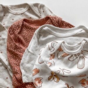 Carter's White and Brown Baby Onesies - 3 Months